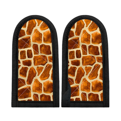 Brown Watercolor Giraffe Pattern Print Skillet Handle Cover
