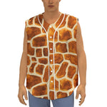 Brown Watercolor Giraffe Pattern Print Sleeveless Baseball Jersey