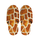 Brown Watercolor Giraffe Pattern Print Slippers