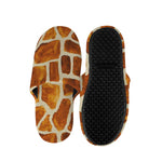 Brown Watercolor Giraffe Pattern Print Slippers