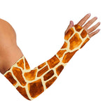 Brown Watercolor Giraffe Pattern Print Sun Protection Arm Sleeves