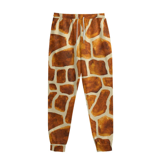 Brown Watercolor Giraffe Pattern Print Sweatpants