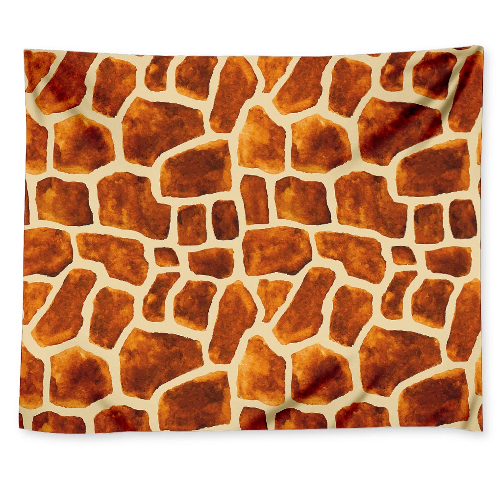 Brown Watercolor Giraffe Pattern Print Tapestry