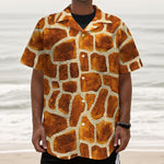Brown Watercolor Giraffe Pattern Print Textured Short Sleeve Shirt