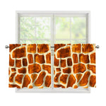 Brown Watercolor Giraffe Pattern Print Tier Curtains