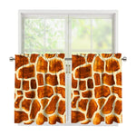 Brown Watercolor Giraffe Pattern Print Tier Curtains