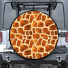 Brown Watercolor Giraffe Pattern Print Tire Cover