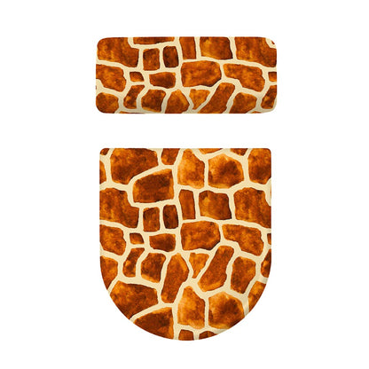 Brown Watercolor Giraffe Pattern Print Toilet Lid And Tank Cover Set