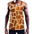 Brown Watercolor Giraffe Pattern Print Men's Workout Tank Top
