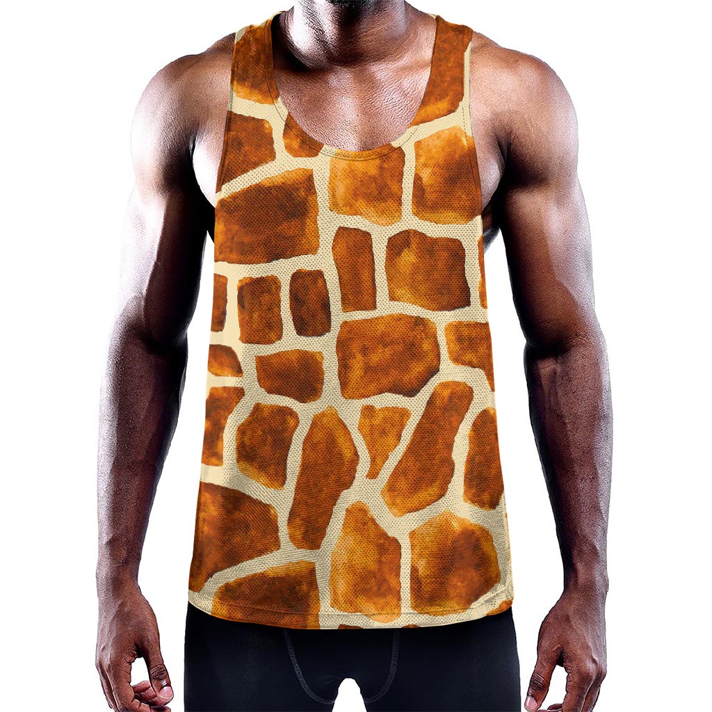Brown Watercolor Giraffe Pattern Print Training Tank Top
