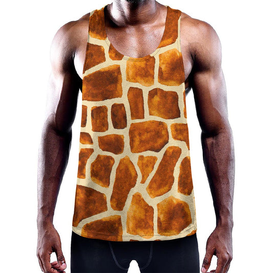 Brown Watercolor Giraffe Pattern Print Training Tank Top
