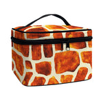 Brown Watercolor Giraffe Pattern Print Travel Makeup Bag