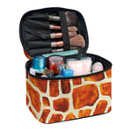Brown Watercolor Giraffe Pattern Print Travel Makeup Bag