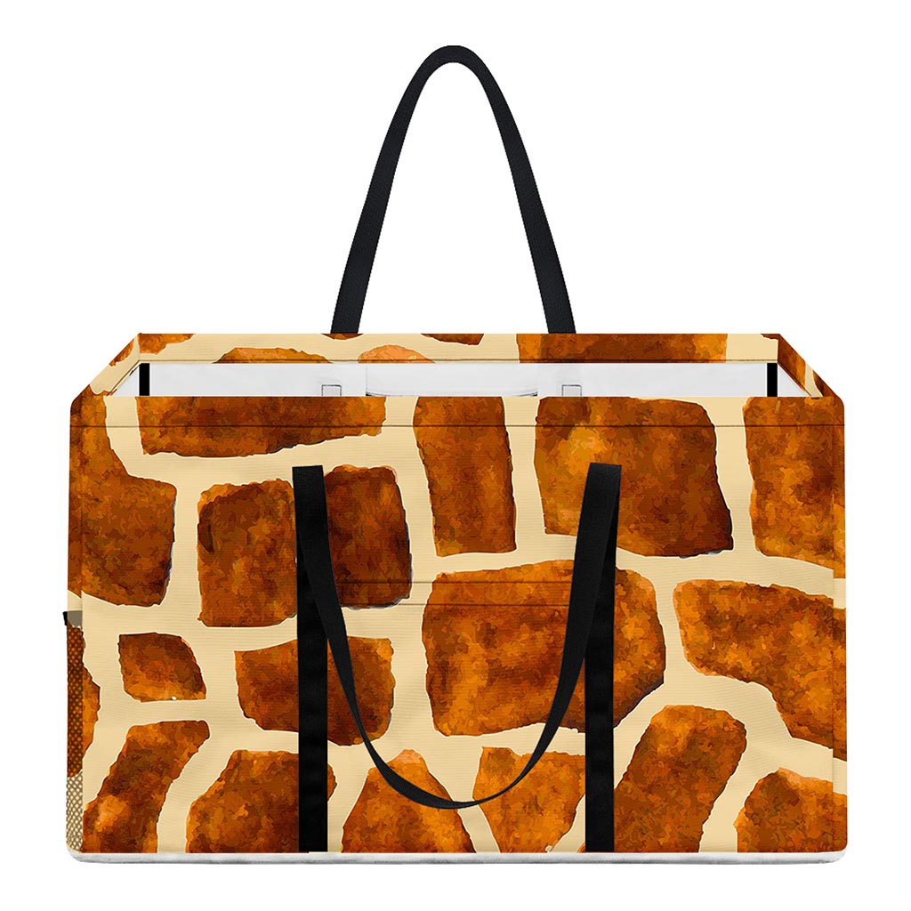 Brown Watercolor Giraffe Pattern Print Utility Tote Bag