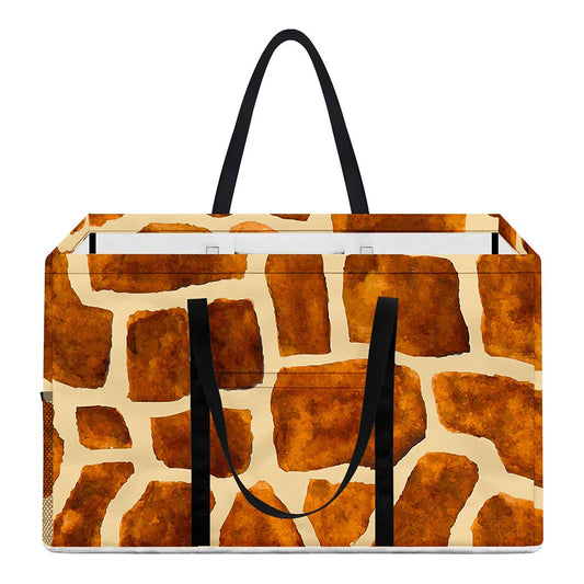 Brown Watercolor Giraffe Pattern Print Utility Tote Bag