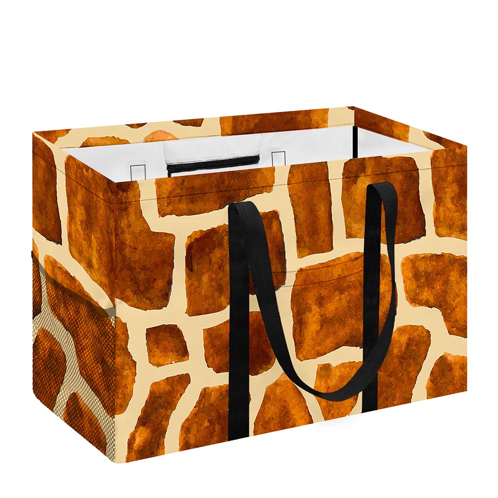 Brown Watercolor Giraffe Pattern Print Utility Tote Bag