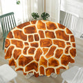 Brown Watercolor Giraffe Pattern Print Waterproof Round Tablecloth