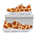 Brown Watercolor Giraffe Pattern Print White Running Shoes