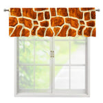 Brown Watercolor Giraffe Pattern Print Window Valance