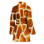 Brown Watercolor Giraffe Pattern Print Women's Bathrobe