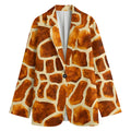 Brown Watercolor Giraffe Pattern Print Women's Cotton Blazer