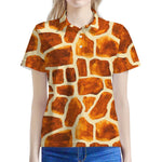 Brown Watercolor Giraffe Pattern Print Women's Polo Shirt