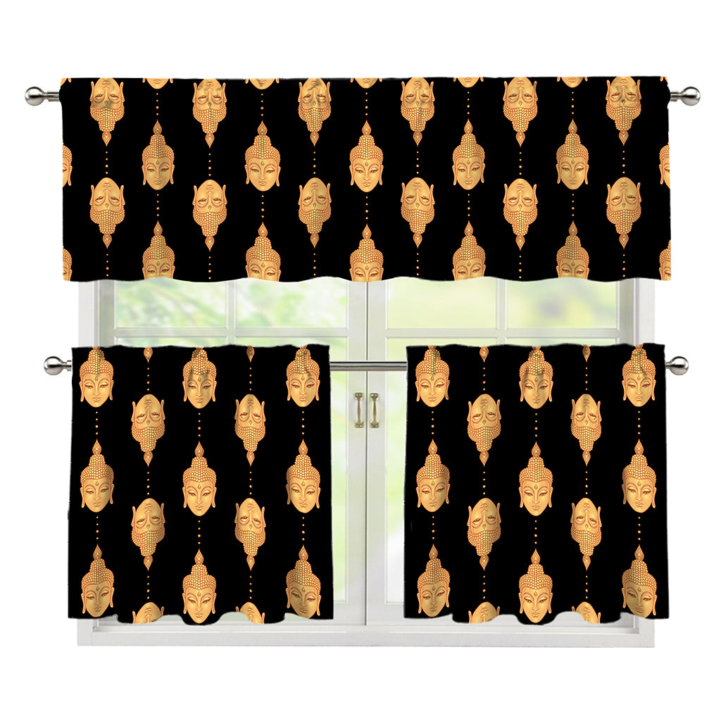 Buddha Pattern Print 3 Piece Kitchen Curtains