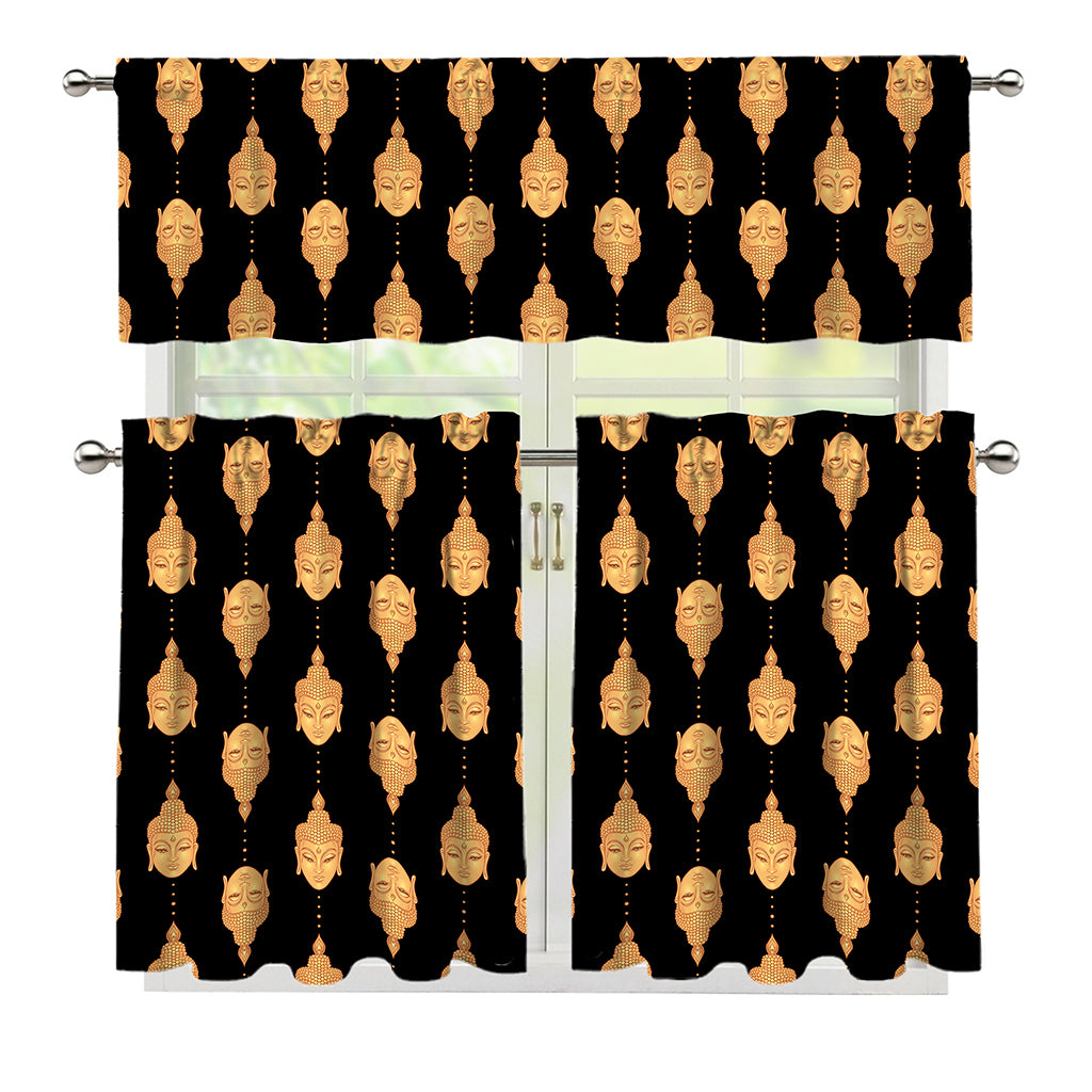 Buddha Pattern Print 3 Piece Kitchen Curtains