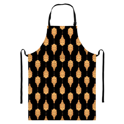Buddha Pattern Print Bib Apron With Pocket
