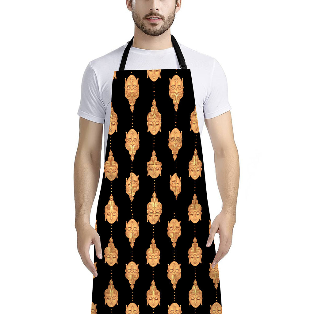 Buddha Pattern Print Bib Apron With Pocket