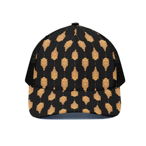 Buddha Pattern Print Black Mesh Trucker Cap