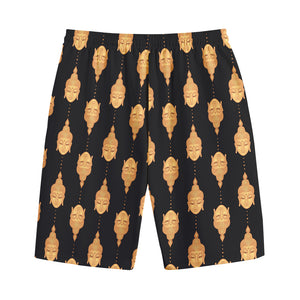 Buddha Pattern Print Cotton Shorts