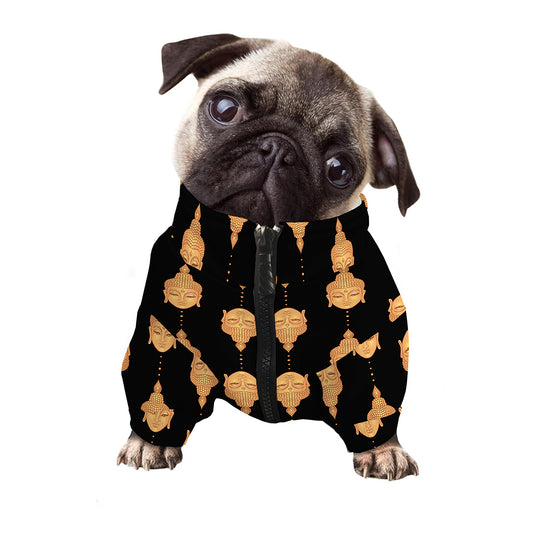 Buddha Pattern Print Dog Zip Up Jacket