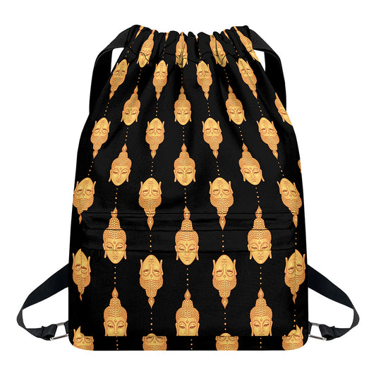 Buddha Pattern Print Drawstring Backpack