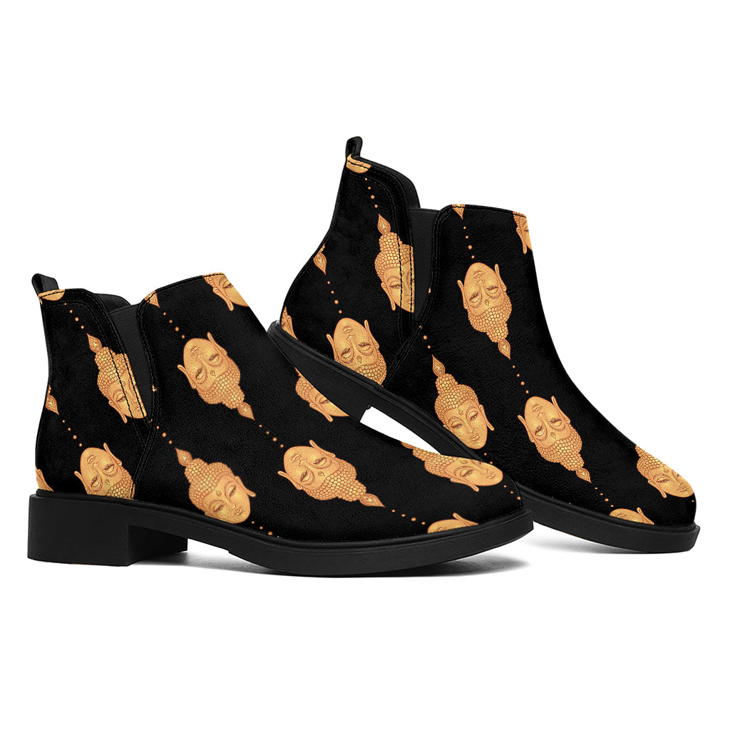 Buddha Pattern Print Flat Ankle Boots