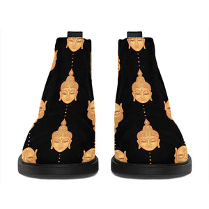 Buddha Pattern Print Flat Ankle Boots