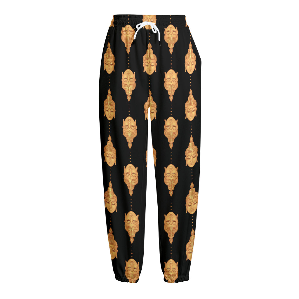 Buddha Pattern Print Fleece Lined Knit Pants