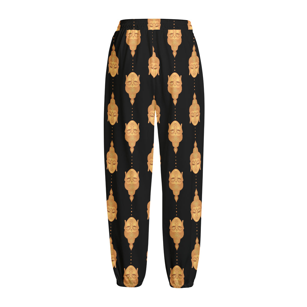 Buddha Pattern Print Fleece Lined Knit Pants