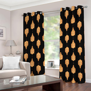 Buddha Pattern Print Grommet Curtains