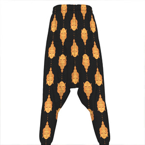 Buddha Pattern Print Hammer Pants