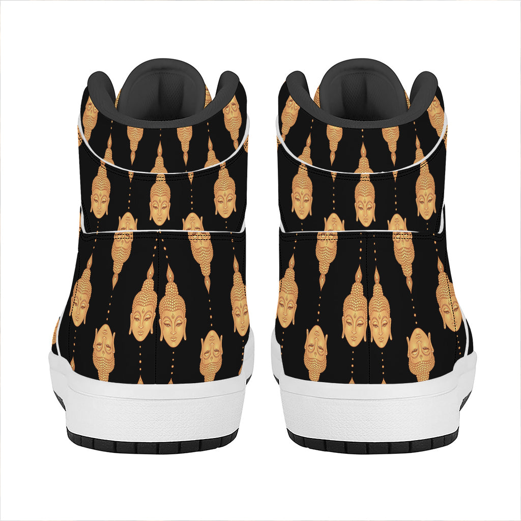 Buddha Pattern Print High Top Leather Sneakers