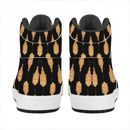 Buddha Pattern Print High Top Leather Sneakers