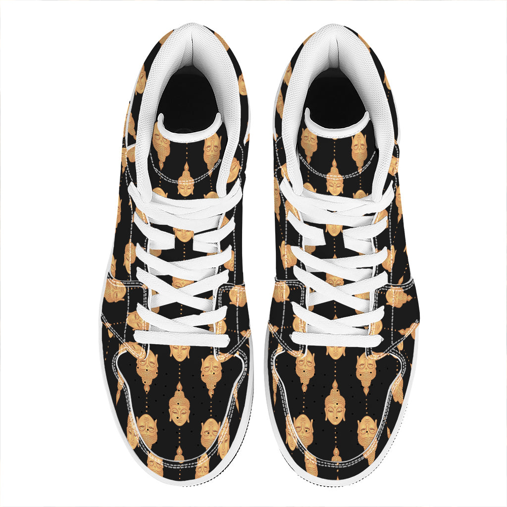 Buddha Pattern Print High Top Leather Sneakers