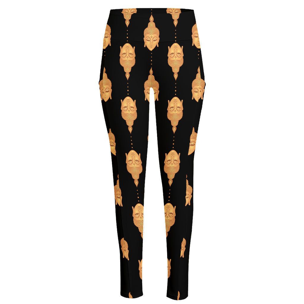 Buddha Pattern Print High-Waisted Pocket Leggings