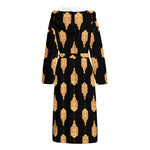 Buddha Pattern Print Hooded Bathrobe