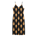 Buddha Pattern Print Jersey Midi Cami Dress