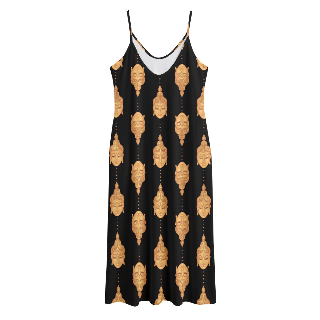 Buddha Pattern Print Jersey Midi Cami Dress