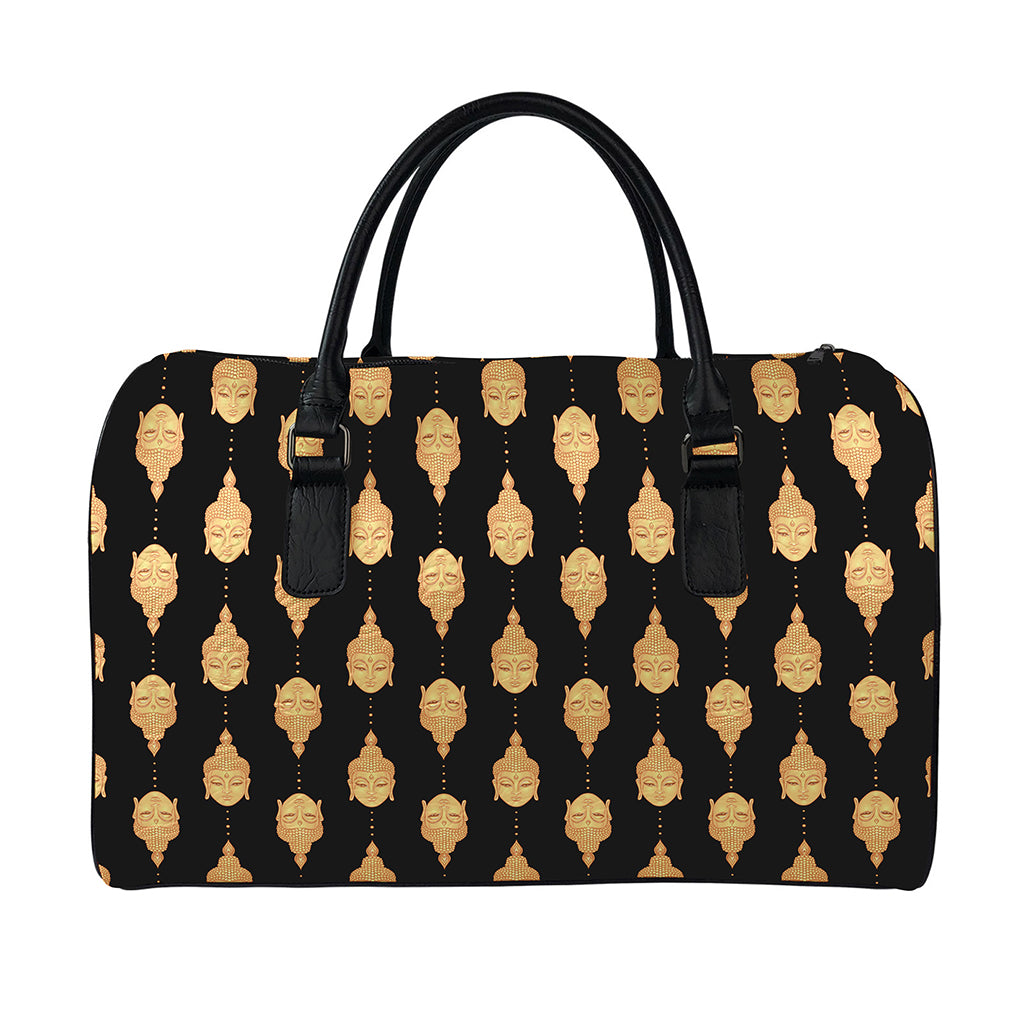 Buddha Pattern Print Leather Duffle Bag