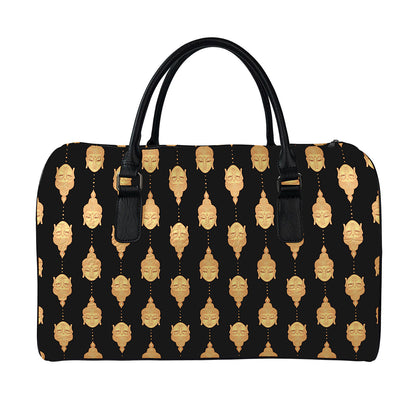 Buddha Pattern Print Leather Duffle Bag