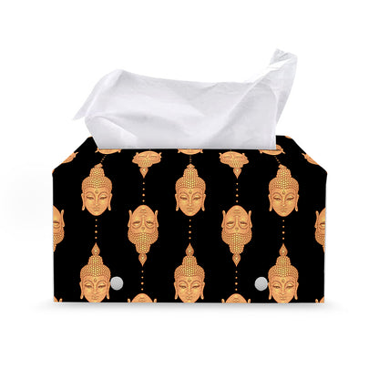 Buddha Pattern Print Leather Tissue Box Cover